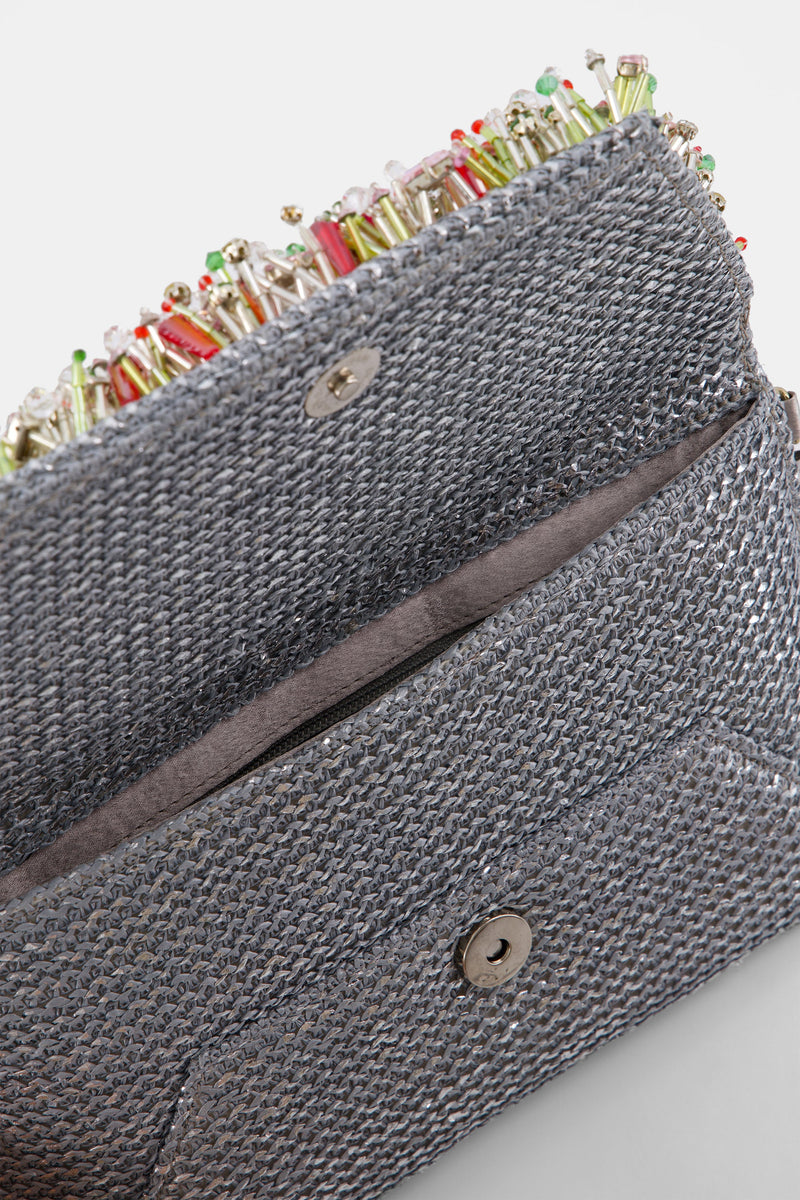 Nean Embellished Clutch Bag Silver