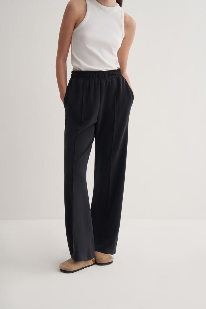 Kk Design Modal Straight Cut Loose Trousers Black