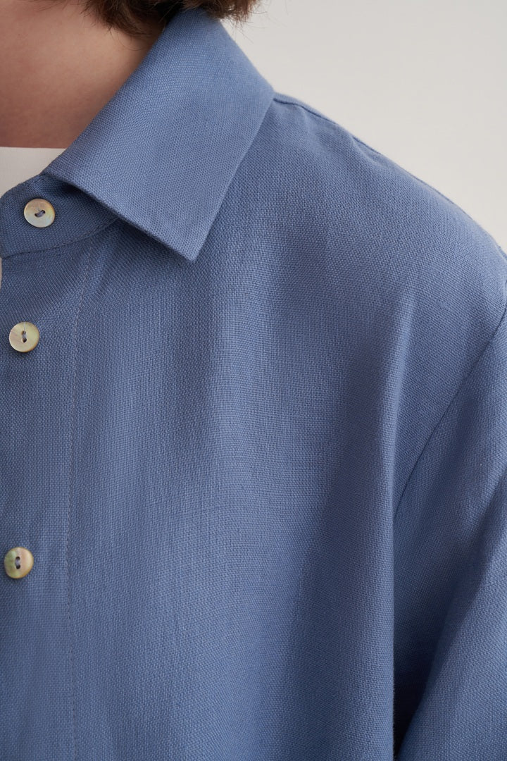 Kk Design 100% Linen Oversize Shirt Blue
