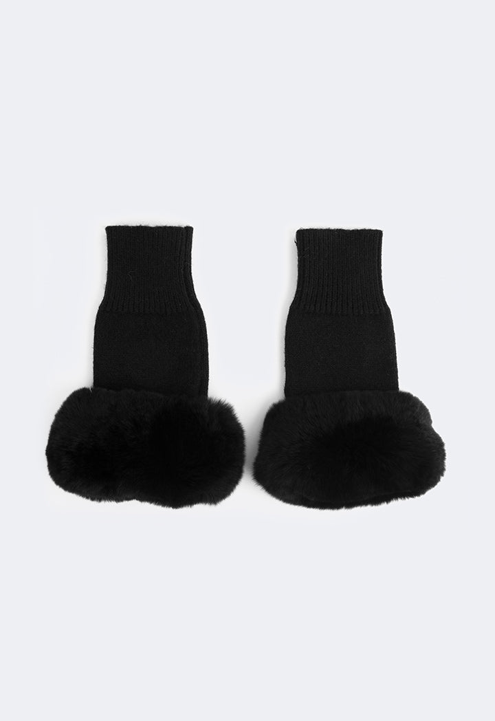 Choice Knitted Faux Fur Gloves Black