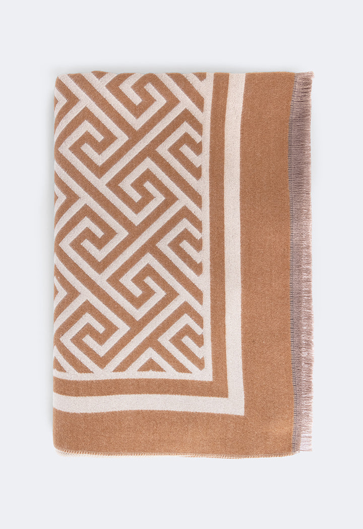 Choice Greek Key Pattern Pashmina Scarf Camel