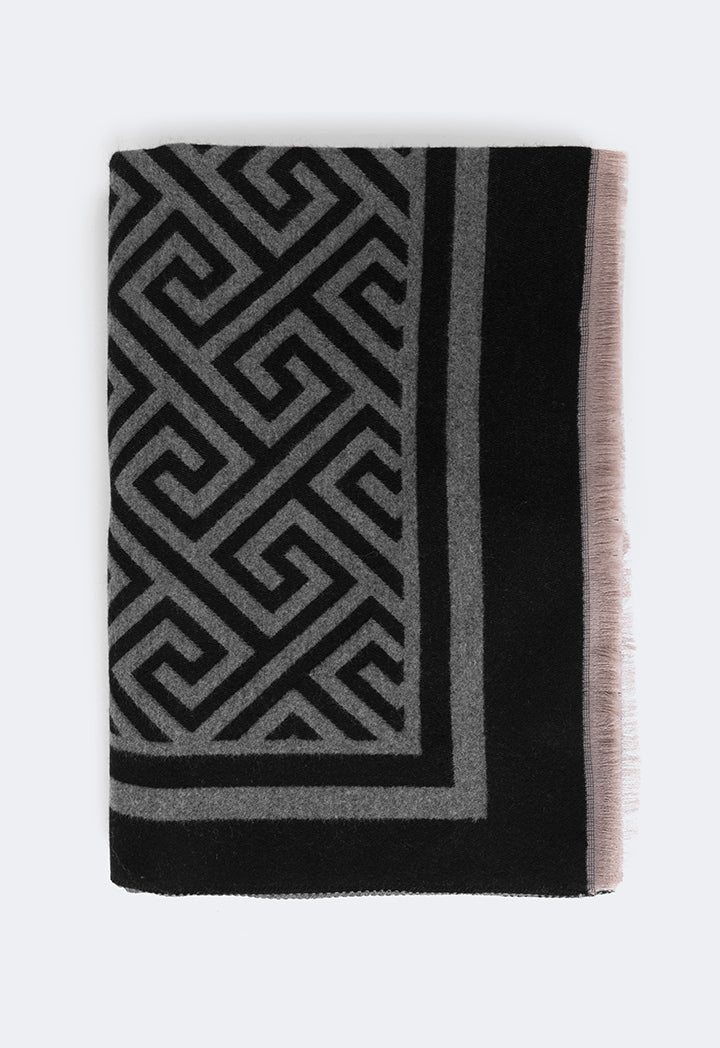 Choice Greek Key Pattern Pashmina Scarf Black