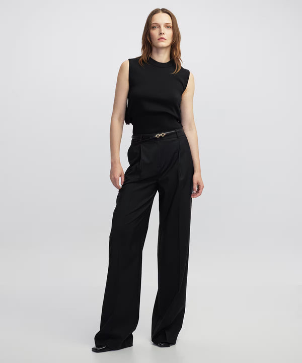 Ipekyol Draped Strip Knit Top Black