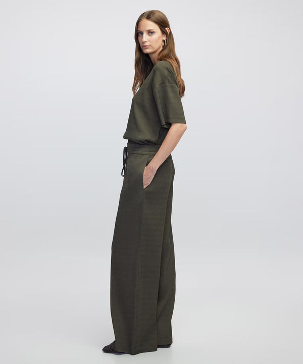 Ipekyol Elastic Waist Textured Trousers Khaki