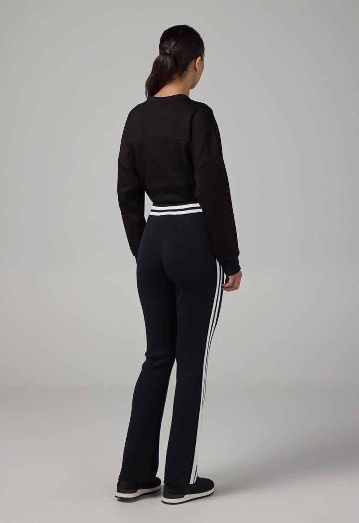 Choice Contrast Elastic Waistband Sweatpants Black