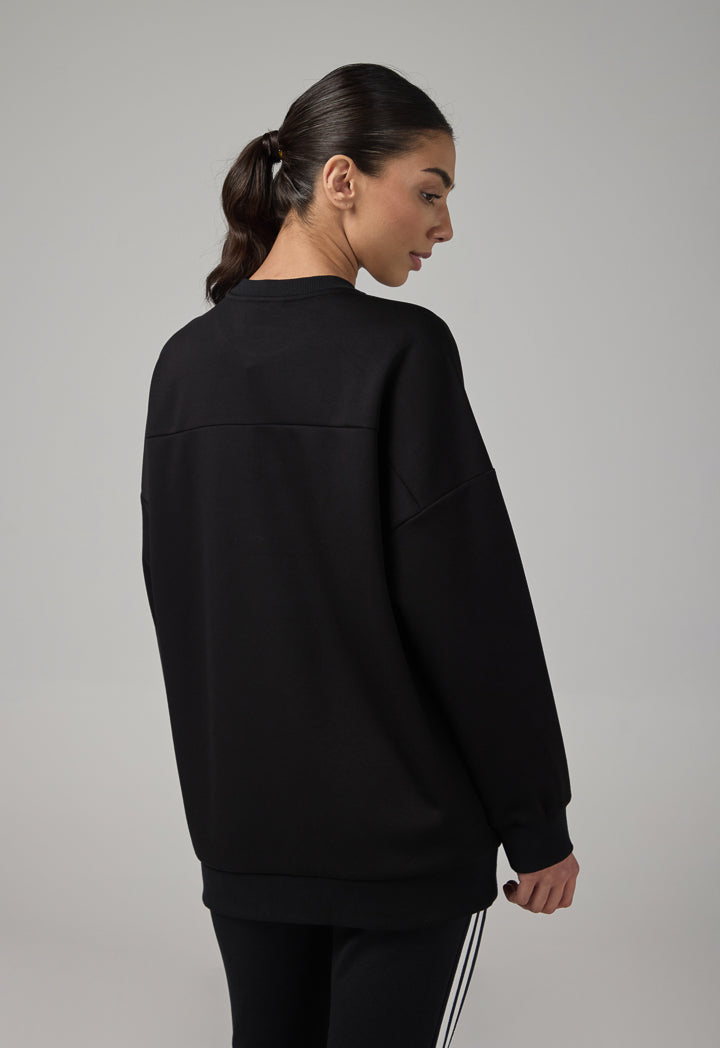 Choice Long Sleeve Monogram Blouse Black