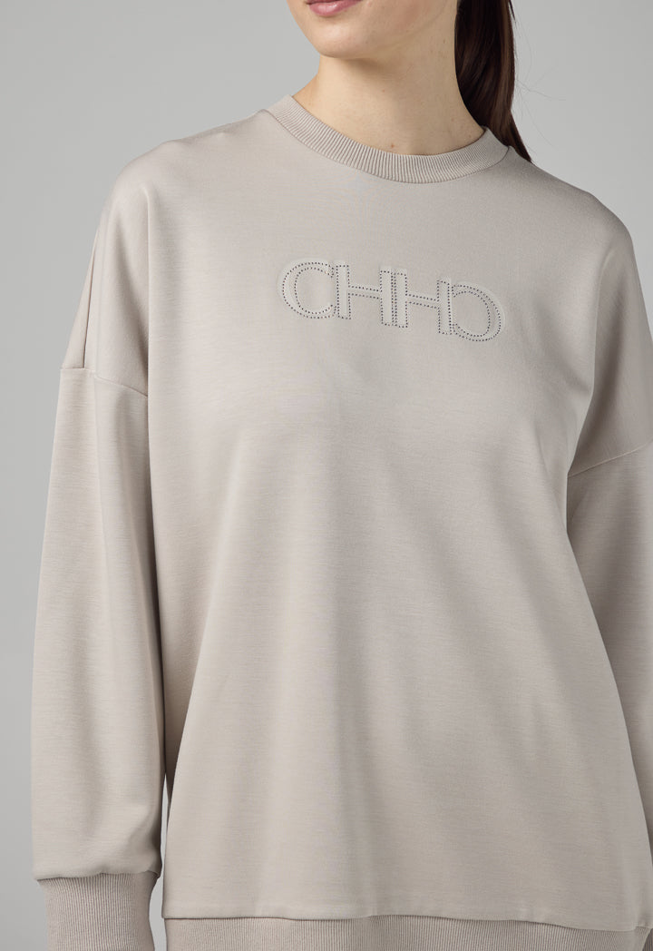 Choice Long Sleeve Monogram Blouse Grey