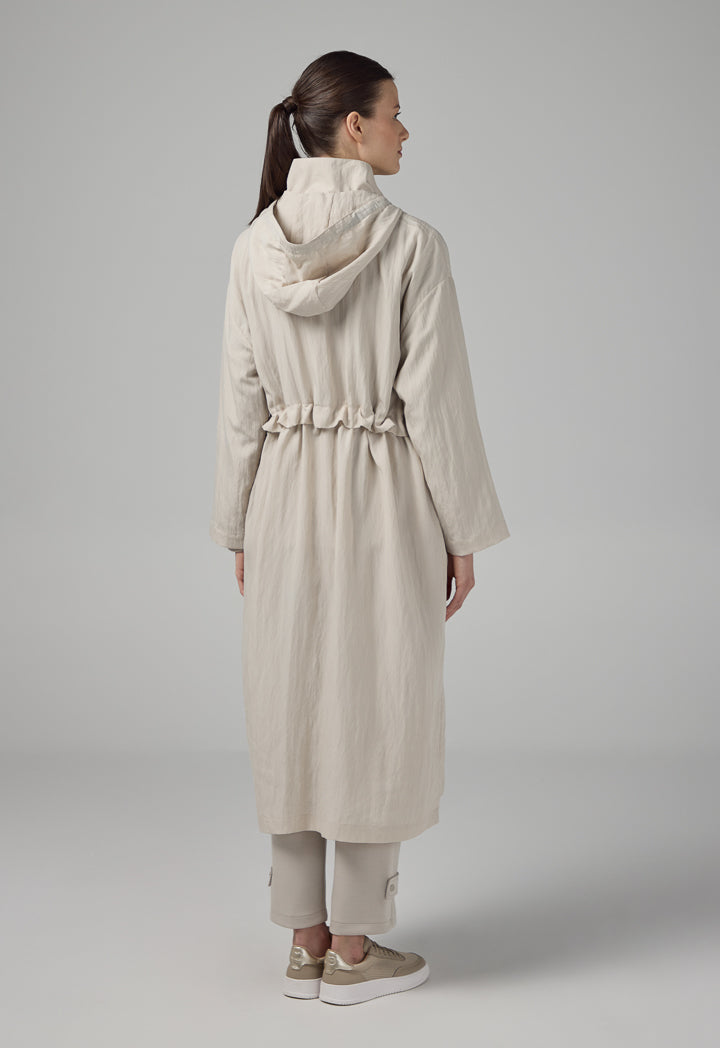 Choice Solid Long Sleeve Midi Coat Grey