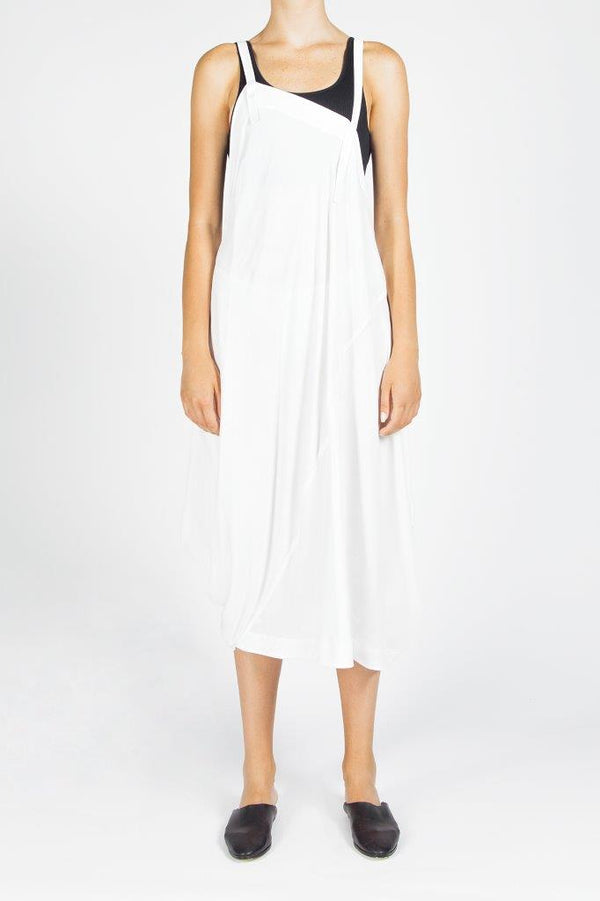 Nu Spaghetti Strap Relaxed Fit Midi Dress White