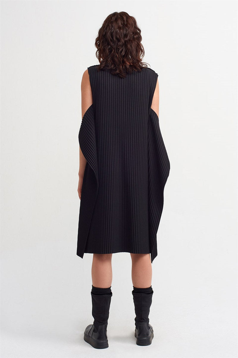 Nu Sleeveless Cape Detail Dress Black