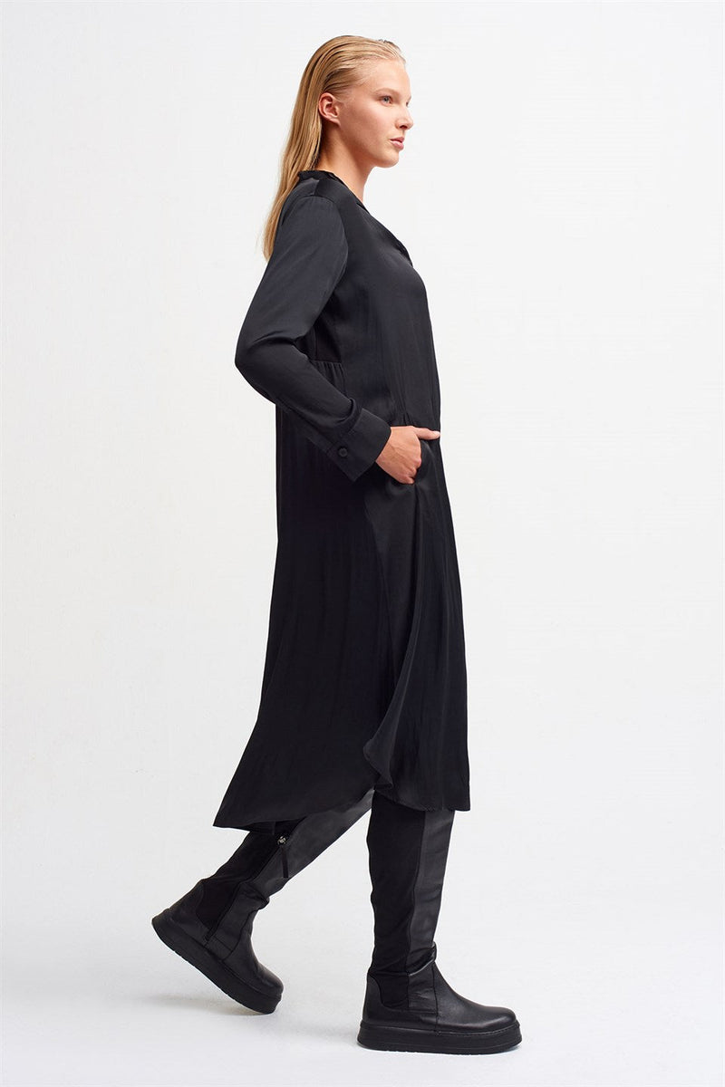 Nu Long Sleeve Midi Dress Black