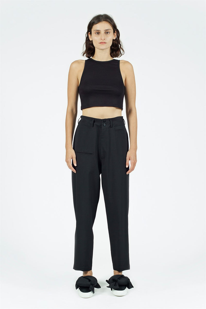 Nu High Waist Comfortable Fit Trouser Black