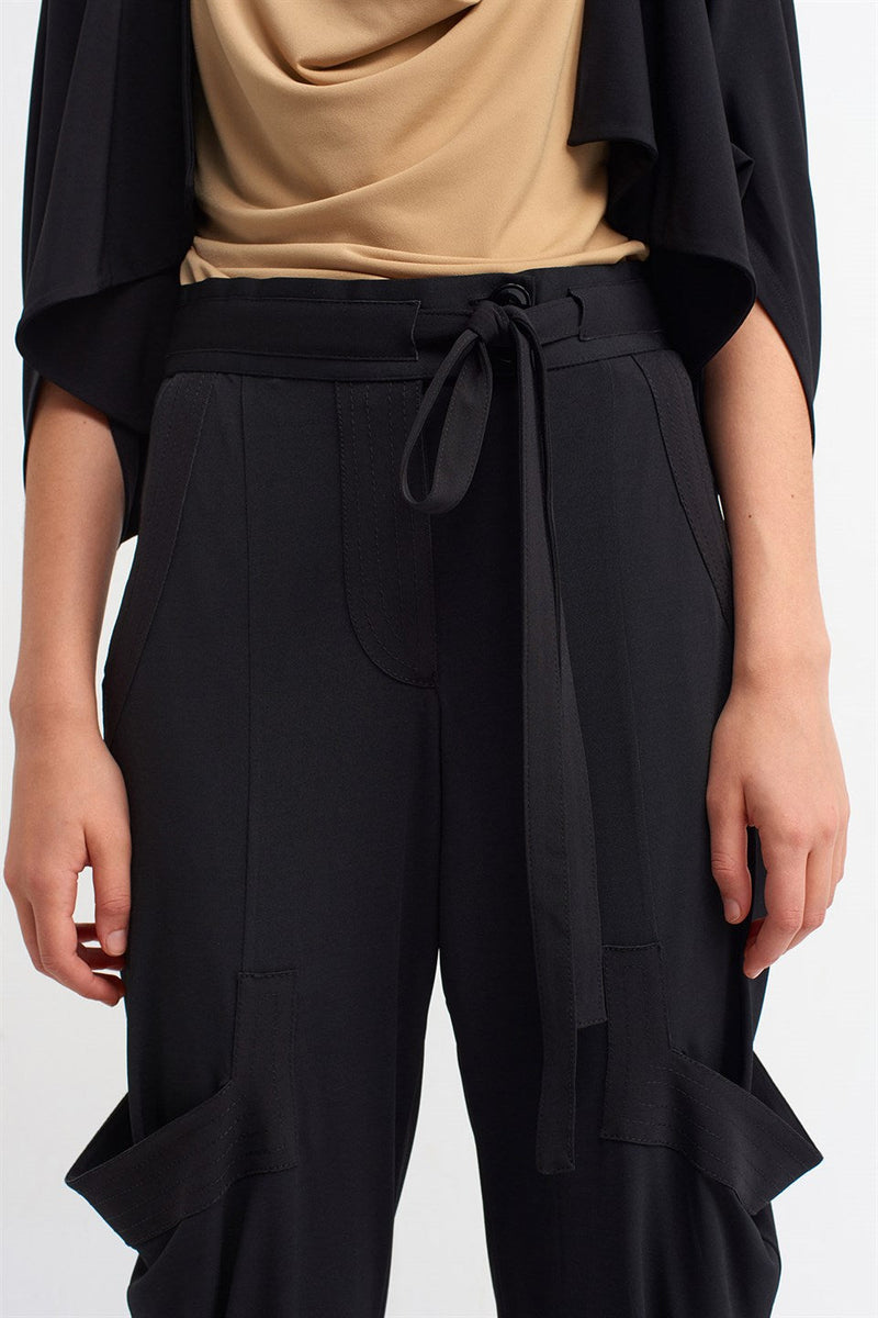 Nu High Waist Pocket Detail Trouser Black