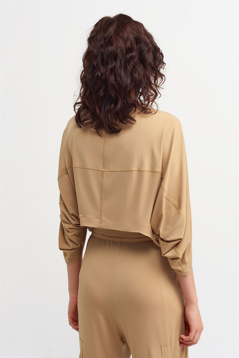 Nu Long Sleeve Open-Front Outerwear Beige