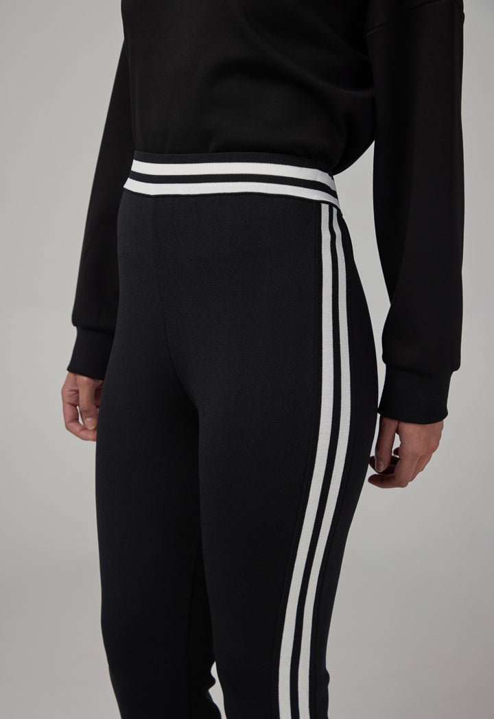 Choice Contrast Elastic Waistband Sweatpants Black