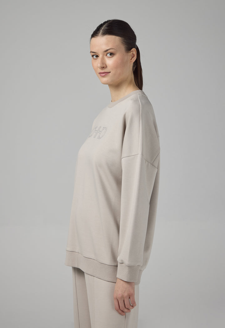 Choice Long Sleeve Monogram Blouse Grey