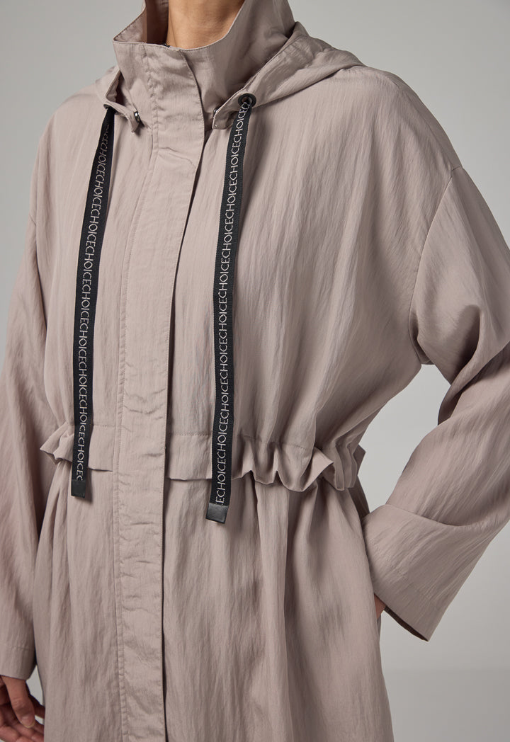Choice Solid Long Sleeve Midi Coat Vison