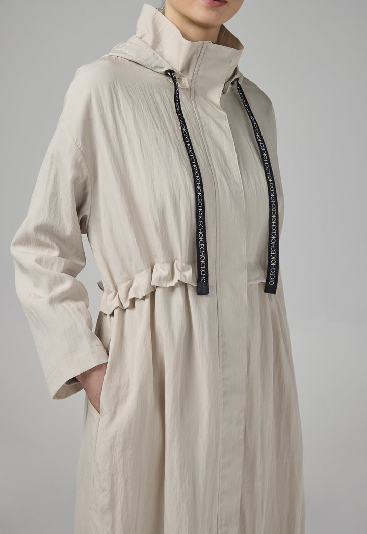 Choice Solid Long Sleeve Midi Coat Grey