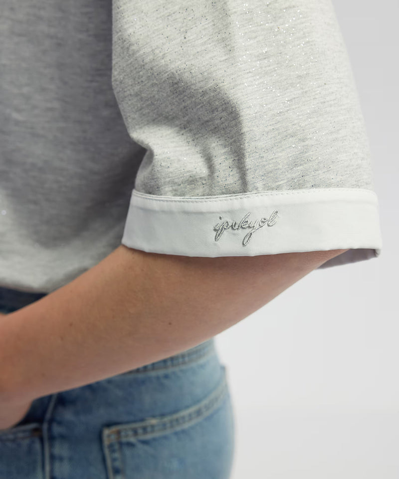 Ipekyol Color Block Relaxed Fit T-Shirt Grey