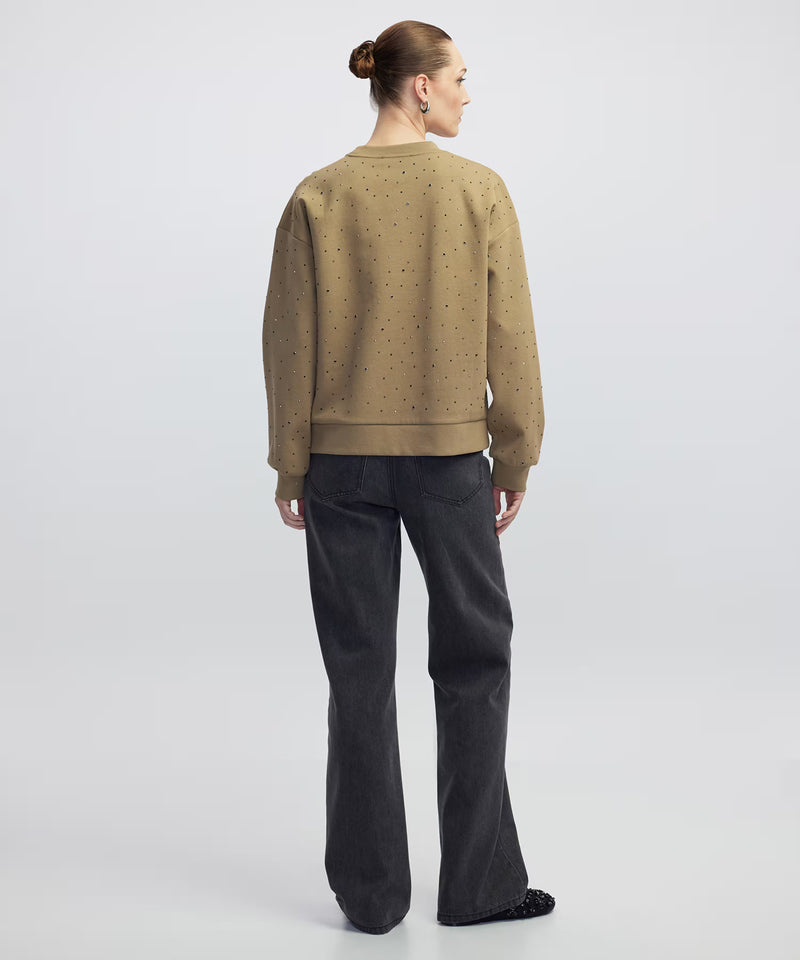 Ipekyol Rhinestone Sweatshirt Light Khaki