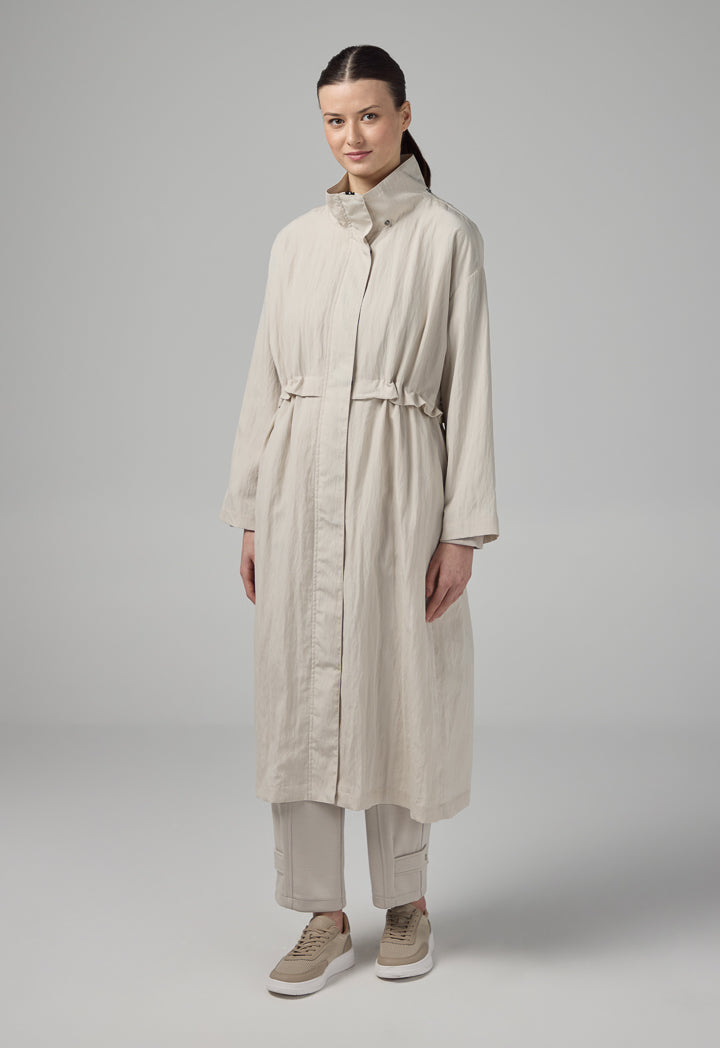 Choice Solid Long Sleeve Midi Coat Grey