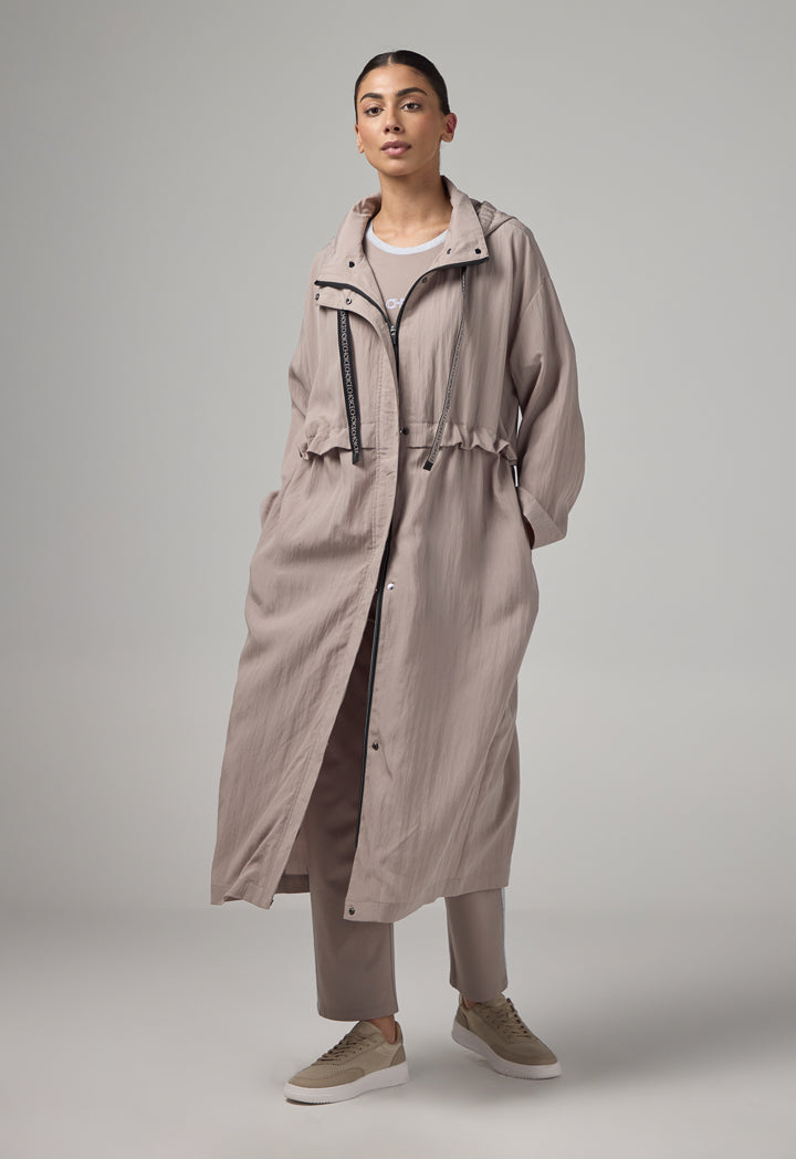 Choice Solid Long Sleeve Midi Coat Vison