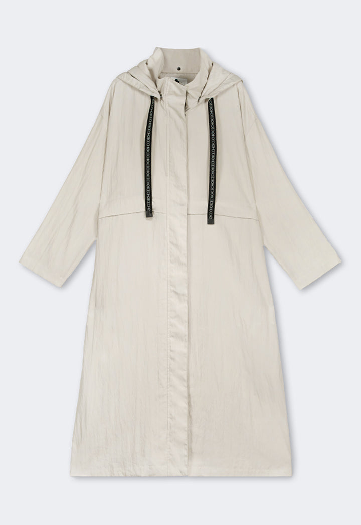 Choice Solid Long Sleeve Midi Coat Grey