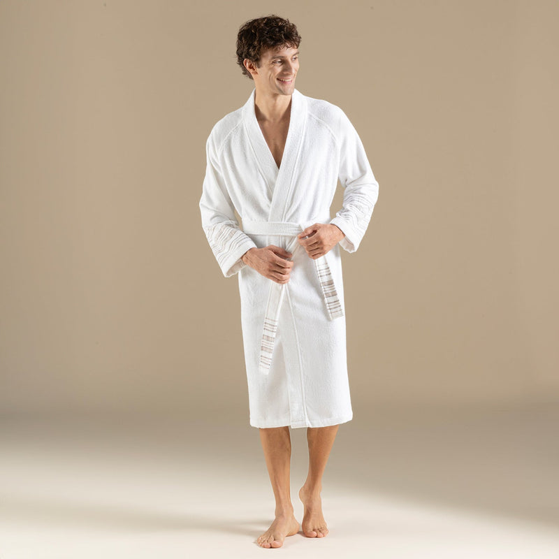 Chakra Derin Unisex Bathrobe White