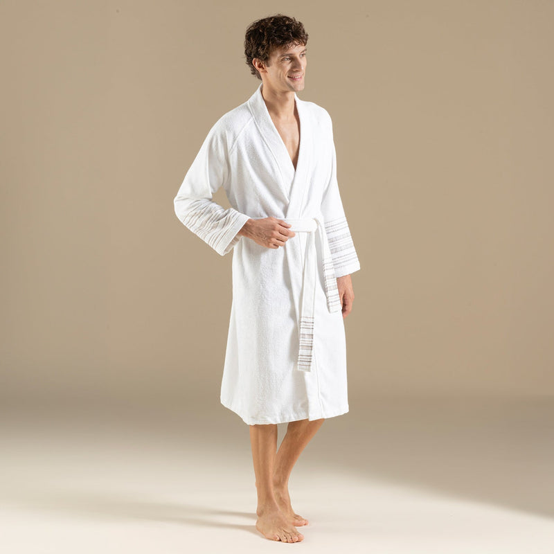 Chakra Derin Unisex Bathrobe White
