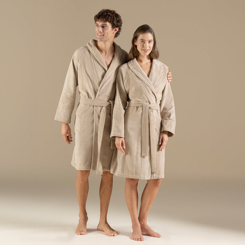 Chakra Solid Unisex Bathrobe Dark Beige