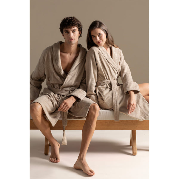 Chakra Solid Unisex Bathrobe Dark Beige