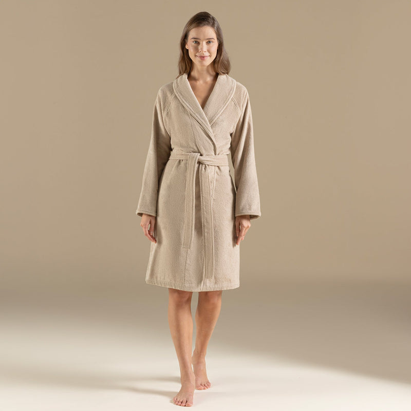 Chakra Solid Unisex Bathrobe Dark Beige