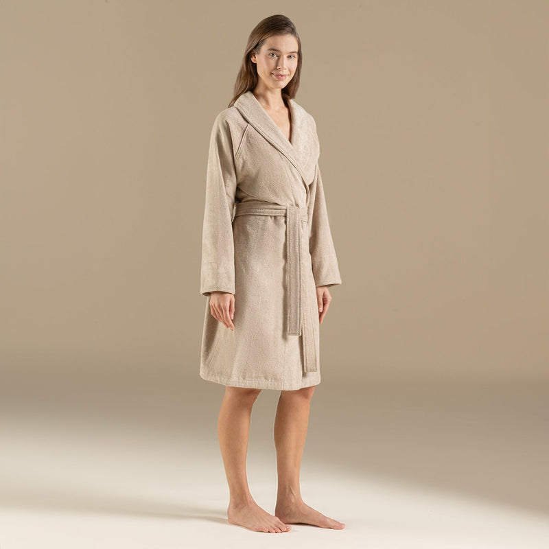 Chakra Solid Unisex Bathrobe Dark Beige