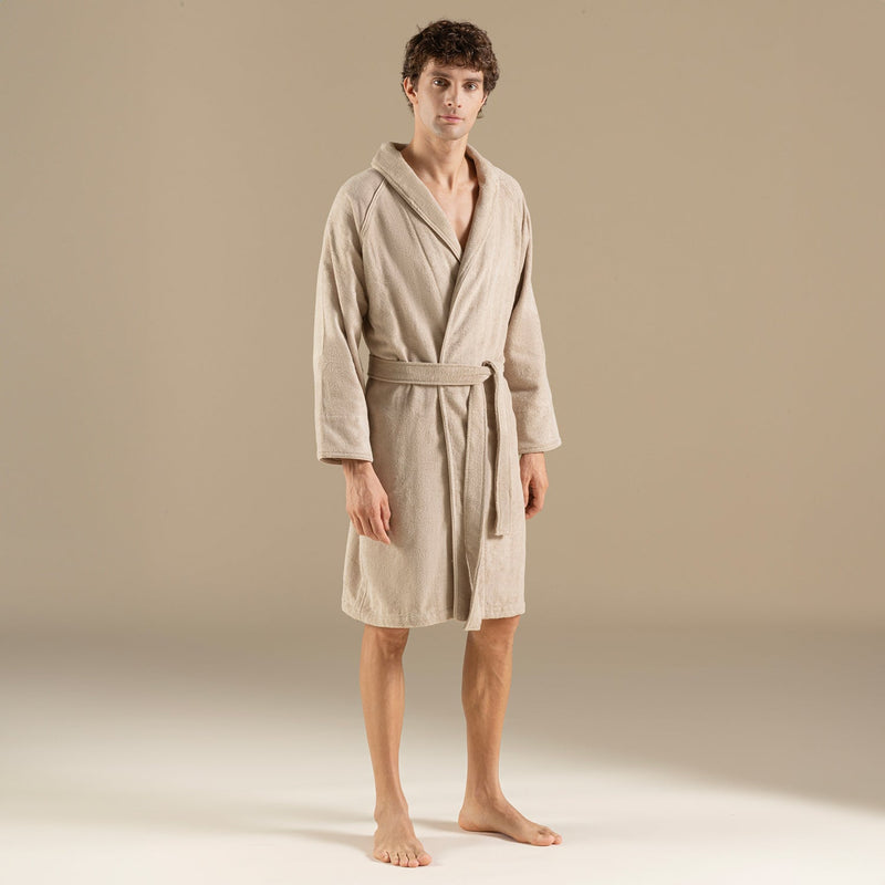 Chakra Solid Unisex Bathrobe Dark Beige
