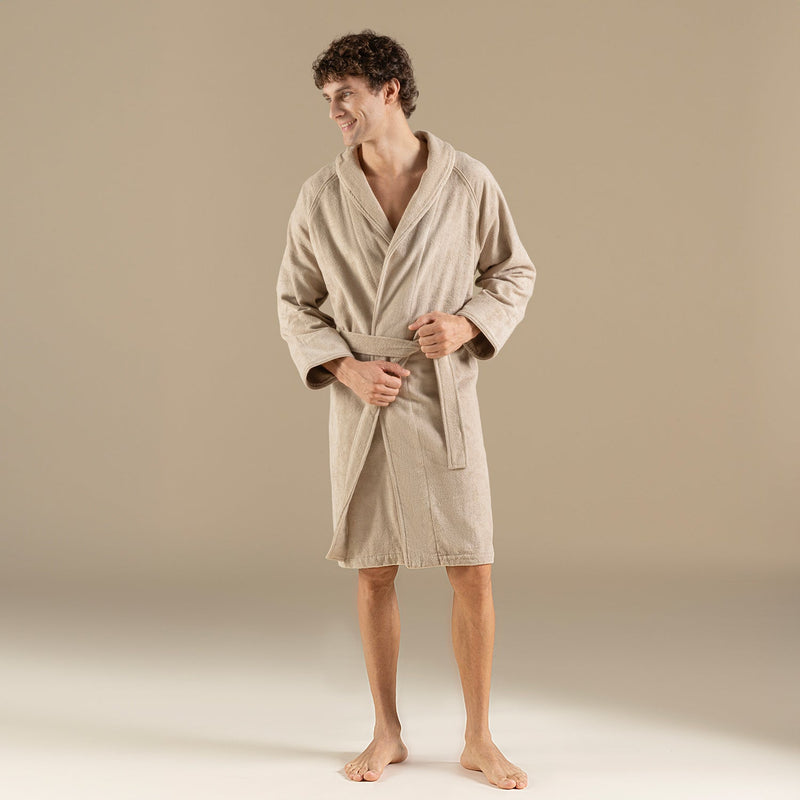 Chakra Solid Unisex Bathrobe Dark Beige