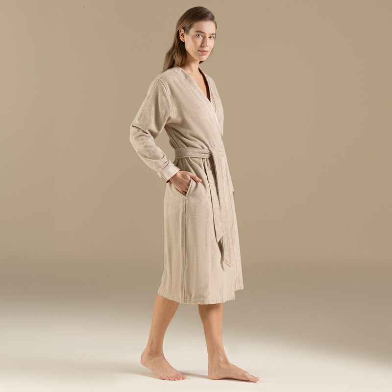 Chakra Floss Women Bathrobe Dark Beige