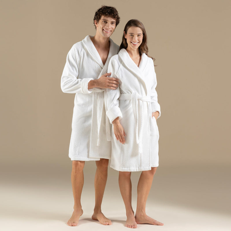 Chakra Eva Cotton Unisex Bathrobe White