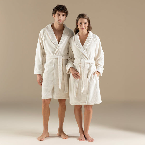 Chakra Eva Cotton Unisex Bathrobe Ecru