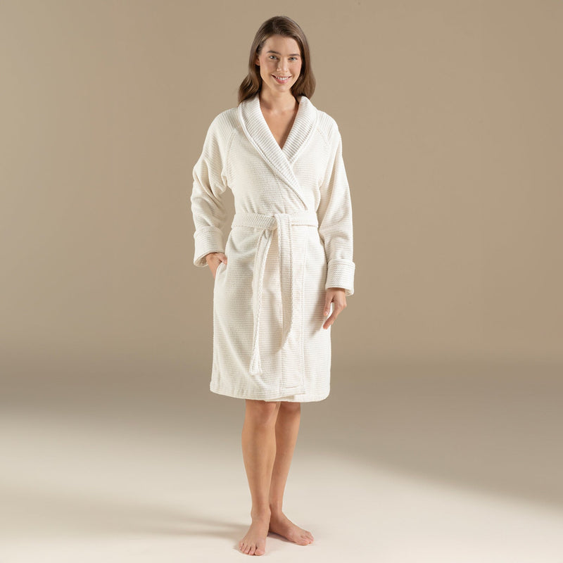 Chakra Eva Cotton Unisex Bathrobe Ecru