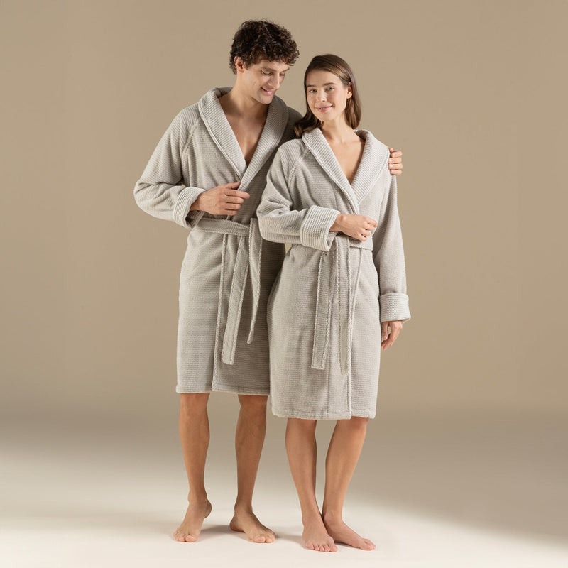 Chakra Eva Cotton Unisex Bathrobe Light Grey