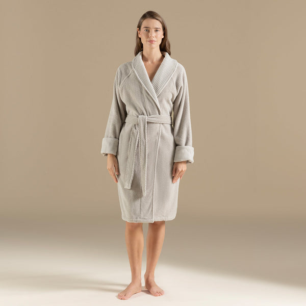 Chakra Eva Cotton Unisex Bathrobe Light Grey