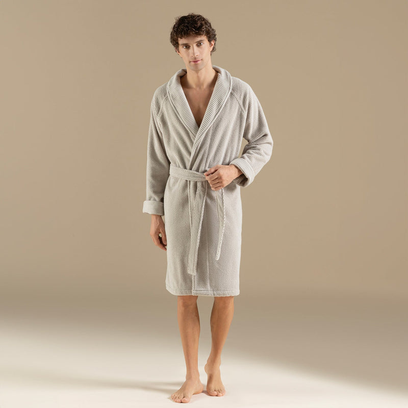 Chakra Eva Cotton Unisex Bathrobe Light Grey
