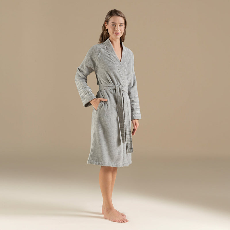 Chakra Derin Unisex Bathrobe Light Grey