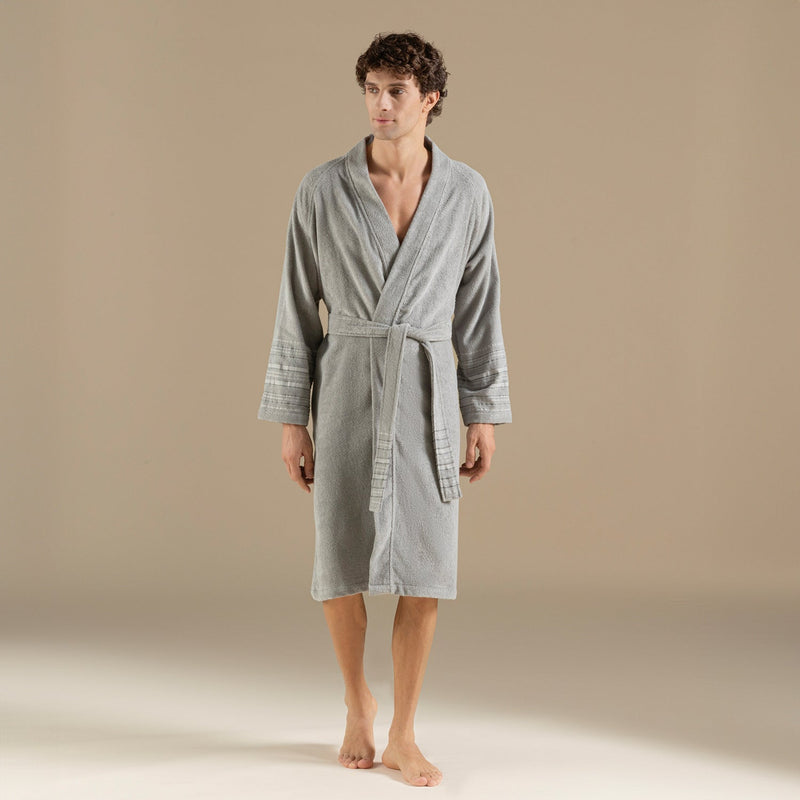 Chakra Derin Unisex Bathrobe Light Grey