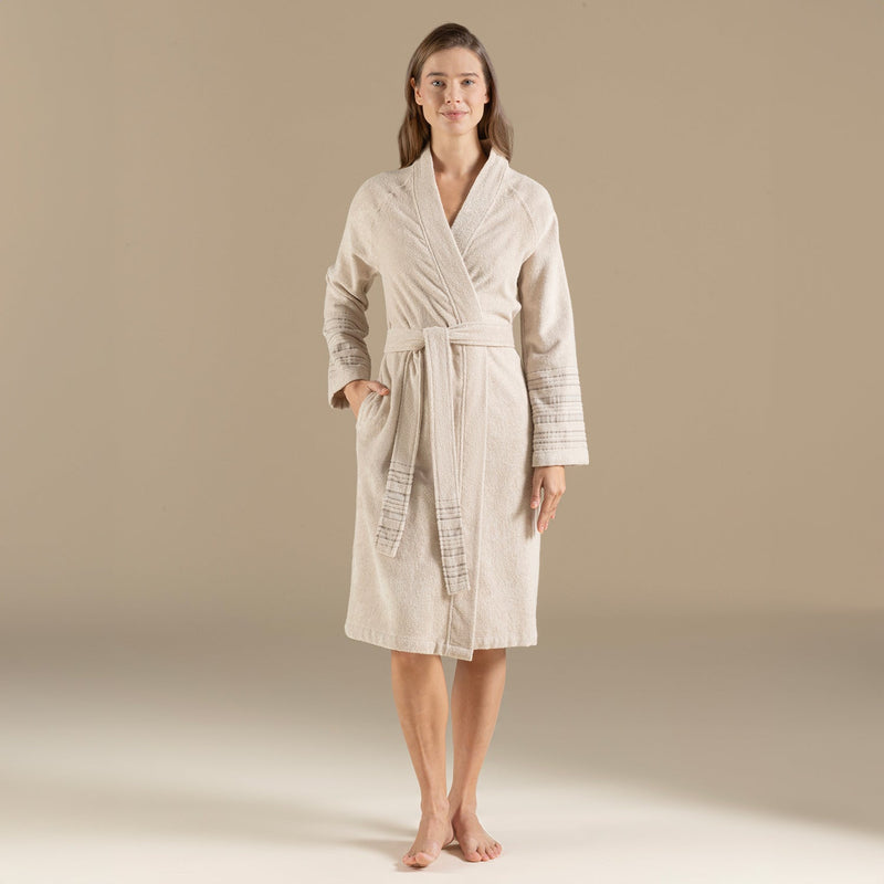 Chakra Derin Unisex Bathrobe Beige
