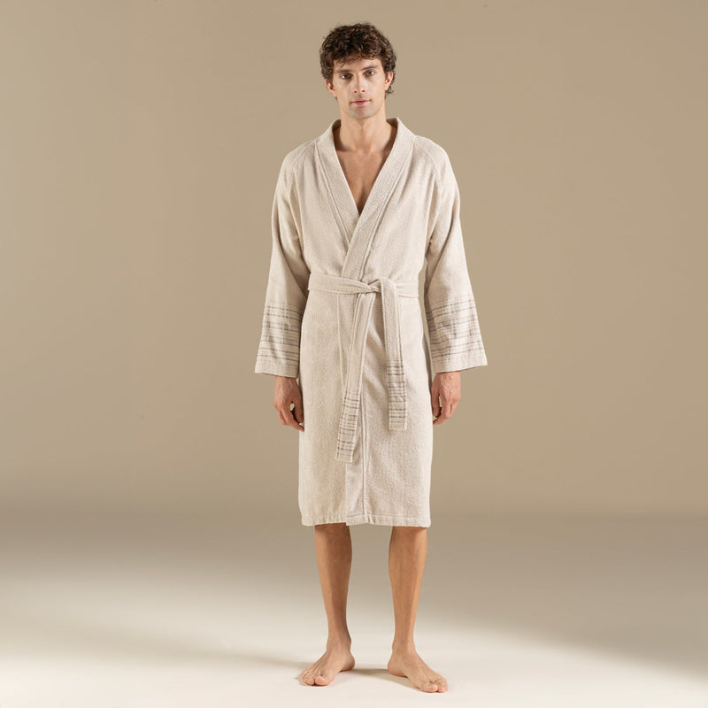 Chakra Derin Unisex Bathrobe Beige