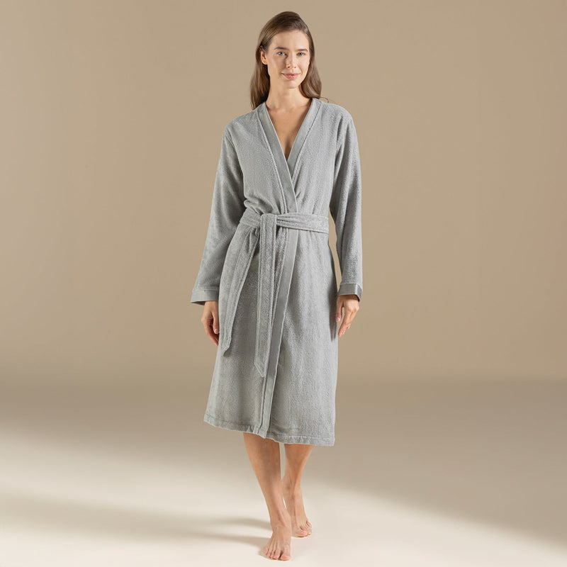 Chakra Floss Women Bathrobe Light Grey