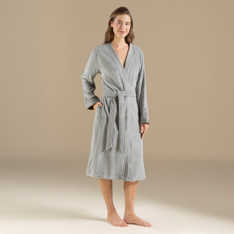 Chakra Floss Women Bathrobe Light Grey