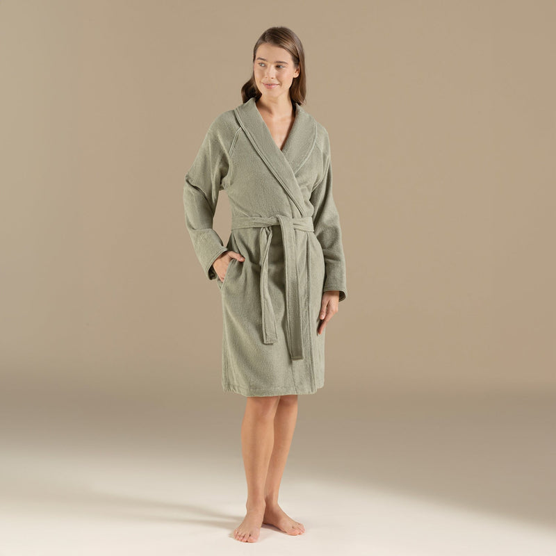 Chakra Solid Unisex Bathrobe Light Green