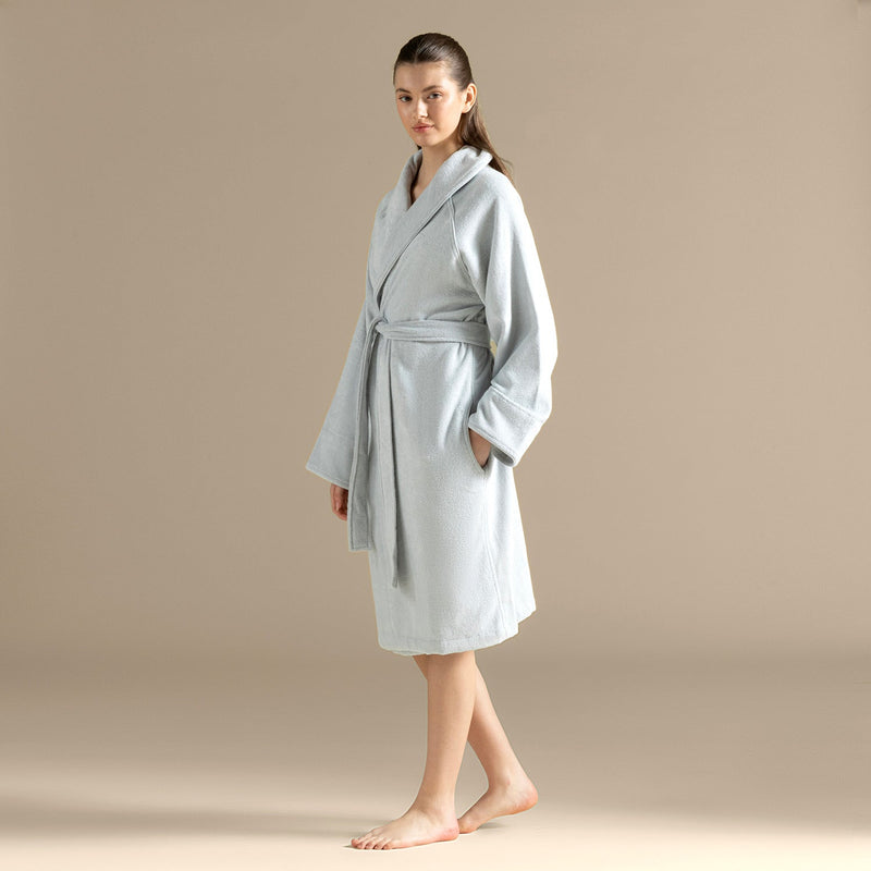 Chakra Solid Unisex Bathrobe Blue